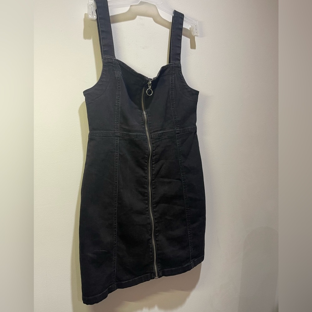 Denim Co Women's Dress Size USA 8 Solid Black NWOT Layering Zip Front